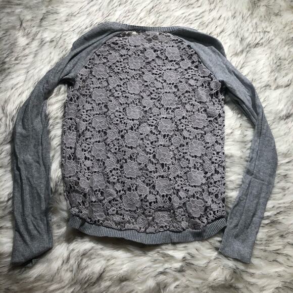 Pieces Kensie gray crochet lace floral sweater XS - Picture 6 of 6